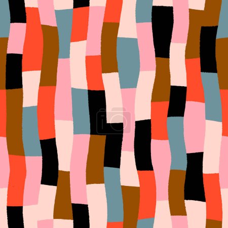 Ilustración de Vector abstract texture with multi coloured lines. Hand drawn colourful geometric texture. Seamless decorative background with wavy coloured stripes - Imagen libre de derechos