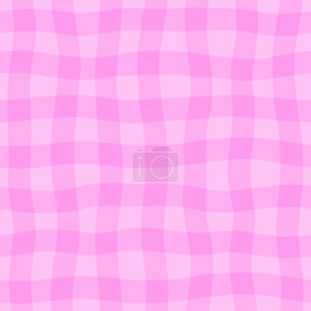 Ilustración de Abstract seamless pattern with wavy lines. Hand drawn checkered texture. Monochrome plaid background in pastel color. - Imagen libre de derechos