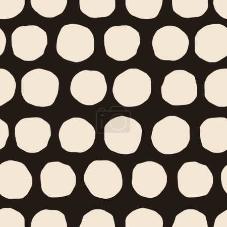 Illustration for Vector seamless pattern with cutout circles. Hand drawn polka dot texture. Dotted black and white background in retro style. - Royalty Free Image