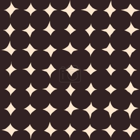 Illustration for Abstract vector pattern with big cutout circles. Seamless texture with dots and stars. Modern background in retro style - Royalty Free Image