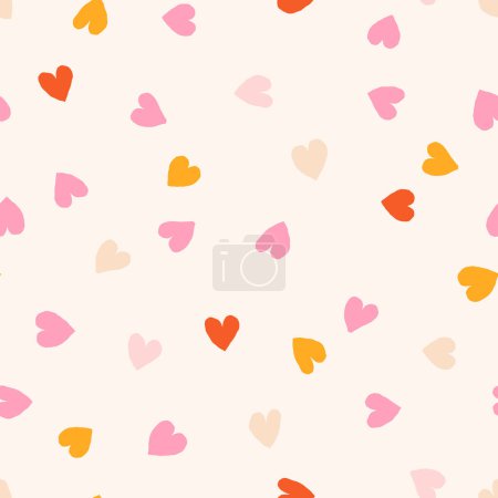 Illustration for Cute seamless pattern with small hand drawn hearts. Vector hearted texture. Romantic background with small hearts - Royalty Free Image