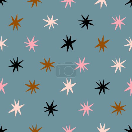 Illustration for Seamless pattern with Stars. Vector texture with different Stars. Abstract celestial background - Royalty Free Image