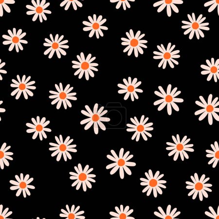 Illustration for Abstract floral texture with hand drawn Daisy Flowers. Vector seamless pattern with cute little flowers. Spring bloom background - Royalty Free Image