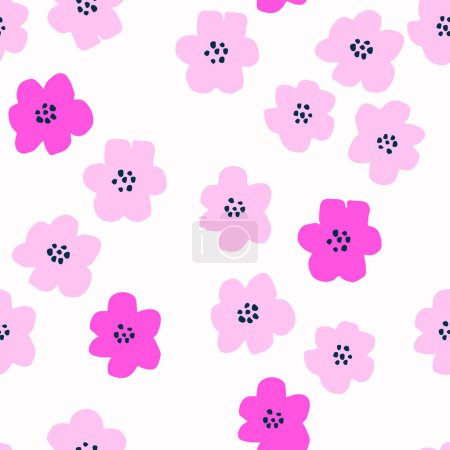 Illustration for Beautiful Floral texture with hand drawn flowers. Seamless floral pattern in retro style. Abstract flowers, vintage background perfect for prints, textile, wrapping paper and surface design - Royalty Free Image