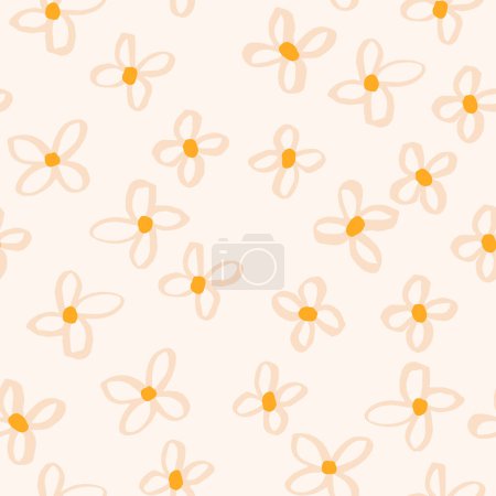 Ilustración de Hermoso patrón floral con flores dibujadas a mano. Textura sin costura vectorial con flores de tinta simples. Verano floral archivado fondo - Imagen libre de derechos