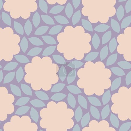 Illustration for Beautiful seamless pattern with stylised Flowers and Leaves. Vector abstract floral texture. Decorative background in retro style - Royalty Free Image