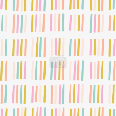 Illustration for Abstract Lined pattern in retro style. Seamless texture with hand drawn lines. Colourful geometric repeating background - Royalty Free Image