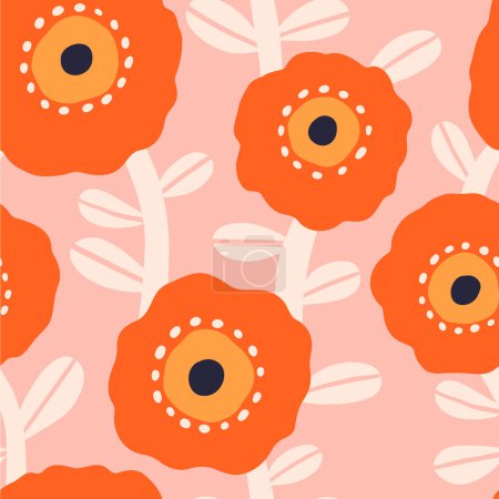 Illustration for Vector seamless texture with big hand drawn flowers. Creative floral pattern. Beautiful floral summer background - Royalty Free Image