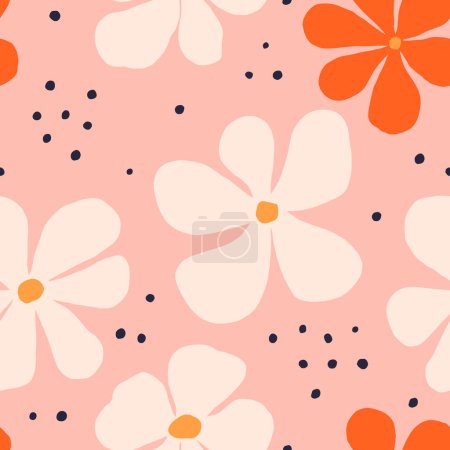Illustration for Beautiful floral seamless pattern. Vector texture with hand drawn flowers. Seamless floral background in retro style - Royalty Free Image