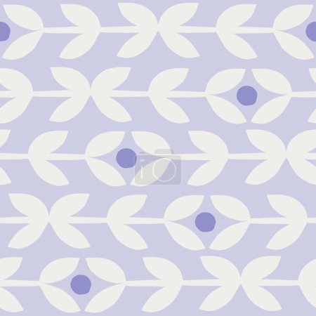 Illustration for Simple botanical seamless texture. Vector pattern with botanical motif. Simple flowers and leaves, natural background - Royalty Free Image