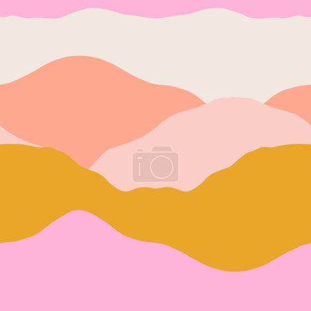 Illustration for Abstract seamless Mountains pattern. Vector landscape texture with flat Mountains in a beautiful colour palette. Modern nature background - Royalty Free Image