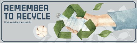 Facebook-Anzeigenvorlage mit globalem Recycling-Konzept, Aquarell-Styling