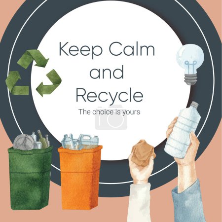 Instagram Postvorlage mit globalem Recycling-Konzept, Aquarell-Styling