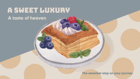 Téléchargez les illustrations : Modèle de bannière de blog avec concept de journée de pâtisserie, styl aquarelle - en licence libre de droit