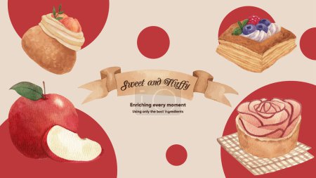Illustration for Blog banner template with pastry day concept, watercolor styl - Royalty Free Image