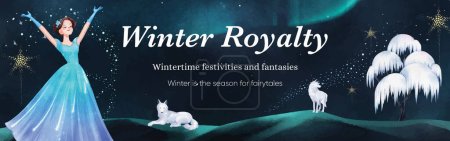 Facebook-Anzeigenvorlage mit Prinz Winter Fantasy-Konzept, Aquarell-Styling