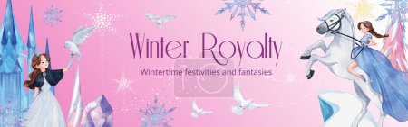 Facebook-Anzeigenvorlage mit Prinz Winter Fantasy-Konzept, Aquarell-Styling