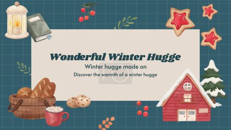 Blog banner template with winter hugge life concept,watercolor styl