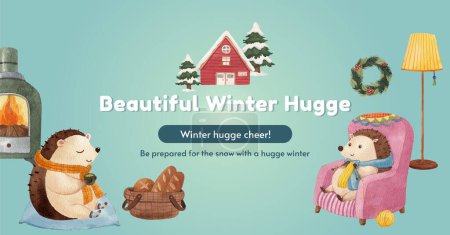Facebook-Postvorlage mit winterlicher Umarmung, Aquarell-Styling