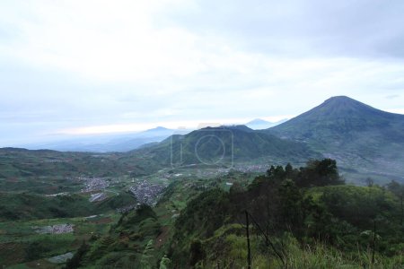 Dieng plateau with Sindoro mountain and Sikunir hill