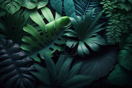 Foto de Antecedentes de plantas y hojas Con patrón floral tropical para uso de fondo - Imagen libre de derechos