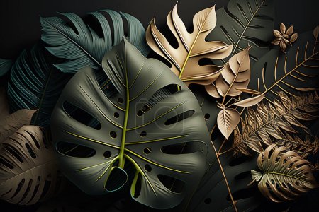 Téléchargez les photos : Fond de la plante et des feuilles Avec motif tropical floral pour fond Utilisation - en image libre de droit