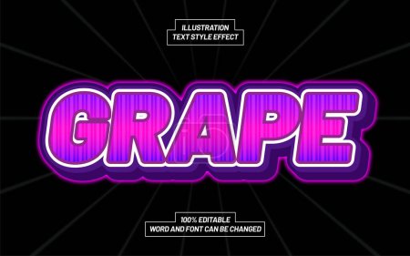 Illustration for Grape 3D Bold Text Style Effect - Royalty Free Image