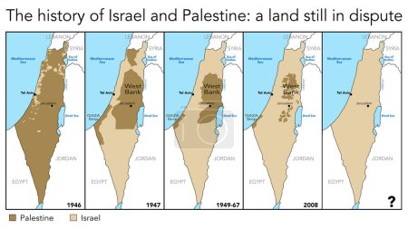 Die Landkarte der Geschichte des umstrittenen Landes zwischen Palästina und Israel
