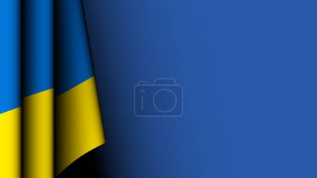 Photo for The Ukrainian flag on the left, against a blue background - Royalty Free Image