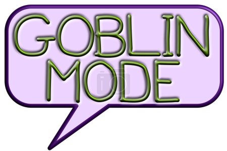 Photo for Goblin Mode, illustration in speech bubble,  phrase meaning self-indulgent lazy behaviour - Royalty Free Image
