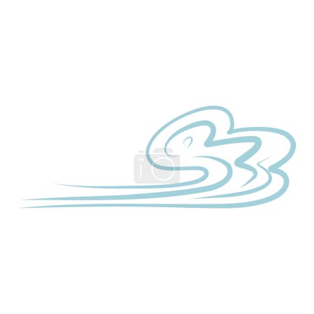 Illustration for Cartoon hand drawn blowing wind. Vector illustration of weather forecast, natural phenomena in childish style. - Royalty Free Image