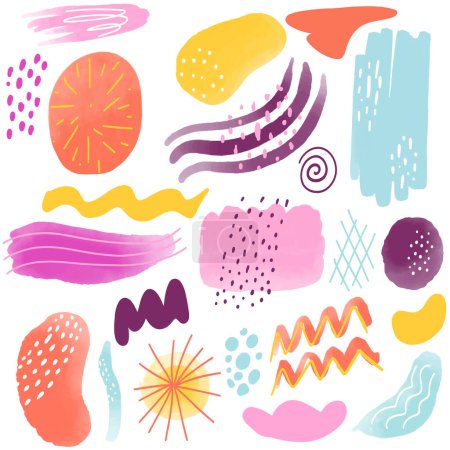 Ilustración de Set of trendy vector abstract forms. Hand drawn modern colorful design for card, print, poster. - Imagen libre de derechos