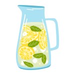 Hand drawn jar with lemonade and mint. Vector illustration of fresh summer drink, tasty health beverage, refreshing citrus drink.
