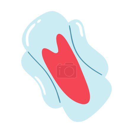 Almohadilla dibujada a mano, concepto de ciclo menstrual femenino, higiene femenina.