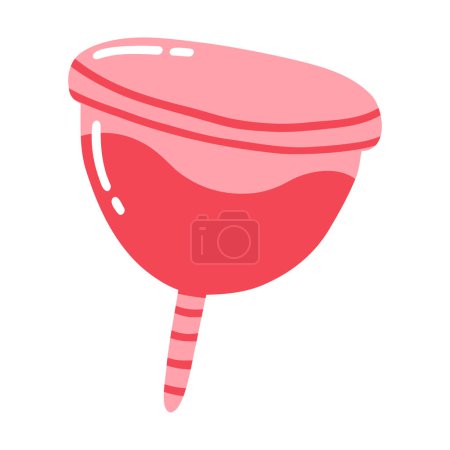 Handgezogener Becher. Konzept des Menstruationszyklus, weibliche Hygiene, null Verschwendung.