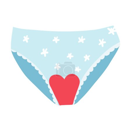 Illustration for Hand drawn underpants with period blood. Concept of female menstrual cycle. - Royalty Free Image