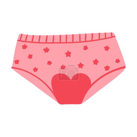 Hand drawn underpants with period blood. Concept of female menstrual cycle.