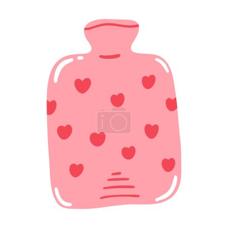 Hand drawn cute heating pad. Concept of health care, medicine item, menstrual period.