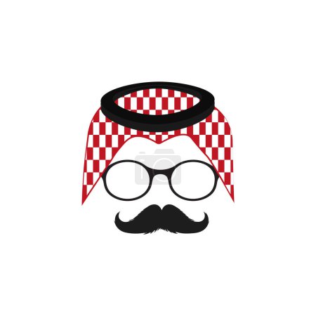 Téléchargez les illustrations : Journée internationale des hommes, Un homme du Golfe portant une moustache pour le mois de novembre La moustache saoudienne - en licence libre de droit