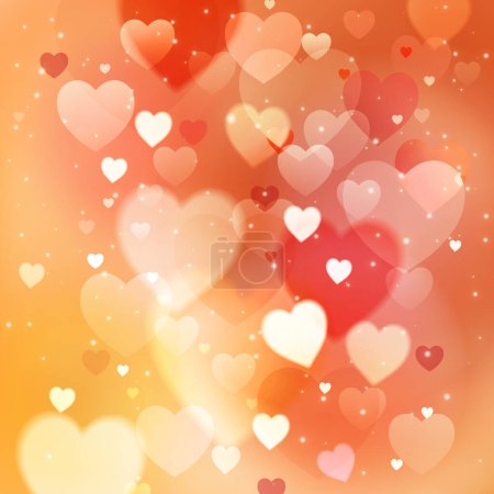 Photo for Delicate beautiful background in warm colors, a pattern of bright red and light hearts. Romantic illustration for Valentine's day. Ideal for presenting your holiday or advertising design. - Royalty Free Image