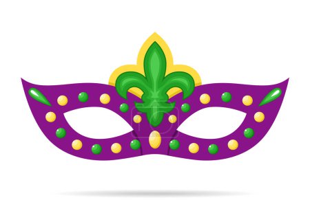 Téléchargez les illustrations : Vector Mardi Gras dessin animé masque violet sur blanc - en licence libre de droit