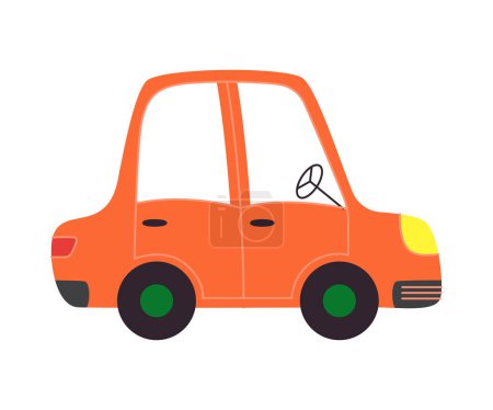 Illustration for Vector cartoon orange car isolated on white background. Flat vehicle icon - Royalty Free Image