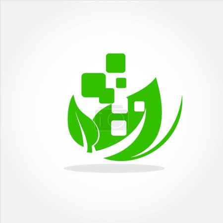 eco safe Green data digital logo design inspiration
