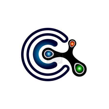 Téléchargez les photos : C technologie connexion atome icône logo design - en image libre de droit