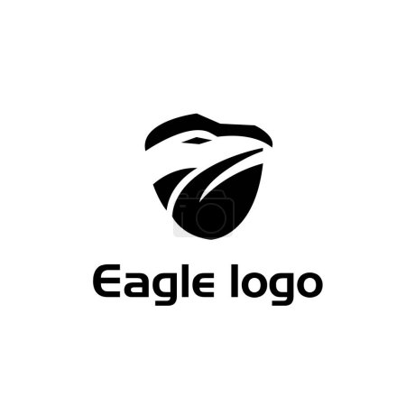 Téléchargez les photos : Abstrait noir blanc aigle faucon faucon bouclier logo conception modèle illustration inspiration - en image libre de droit