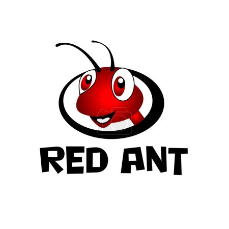 Téléchargez les photos : Heureux tête mascotte fourmi logo conception modèle illustration inspiration - en image libre de droit