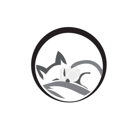 Téléchargez les photos : Cercle dormir renard art logo conception modèle illustration inspiration - en image libre de droit