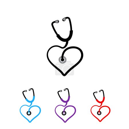 Téléchargez les photos : Cardio check stéthoscope amour logo modèle de conception - en image libre de droit