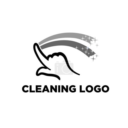 Téléchargez les photos : Noir blanc essuyez à la main solution propre logo design - en image libre de droit