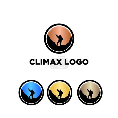 human at climax climb logo design template illustration